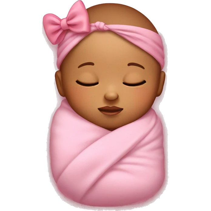 sleeping baby with pink bow on head pink blanket  emoji