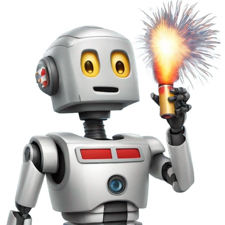 robot holding a firecracker movie emoji