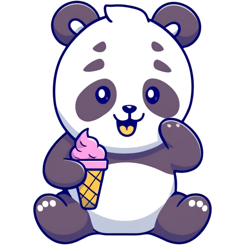 Panda eating ice cream emoji