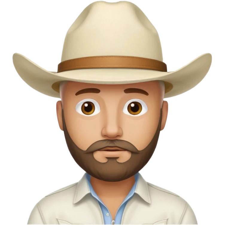 bald man with beard wearing white cowboy hat emoji