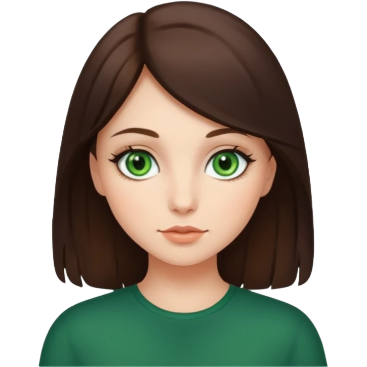 brunette girl with green eyes and moles emoji