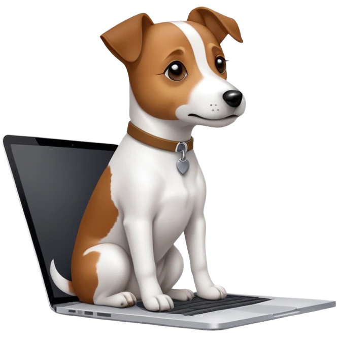 Jack russel dog on a MacBook  emoji