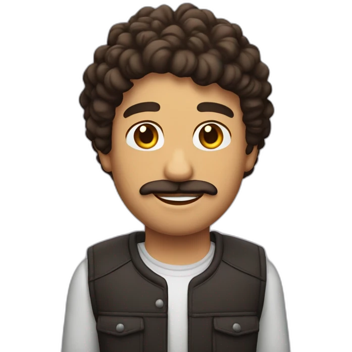 Chico blanco joven con pelo rizado marrón sin barba ni bigote  emoji