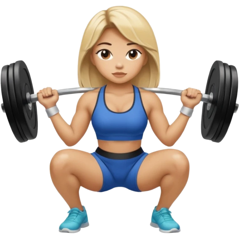 Filipina Lady With Blonde Balayage Hair Squatting With Barbell emoji