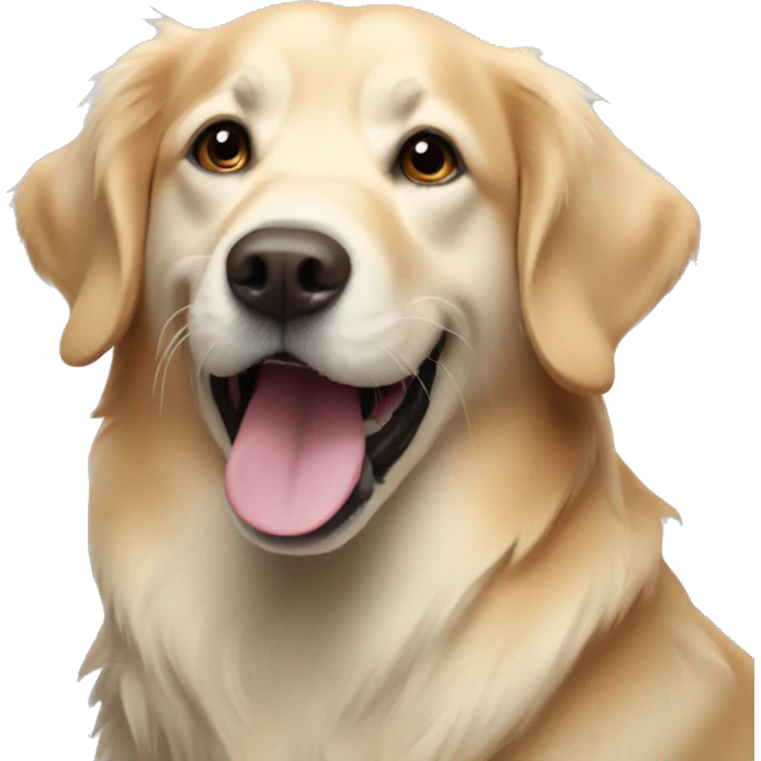goalden retriever saying HEY emoji