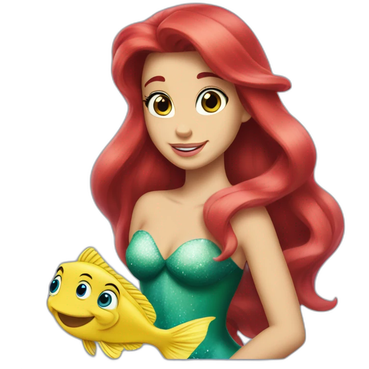 Ariel with flounder the little mermaid emoji