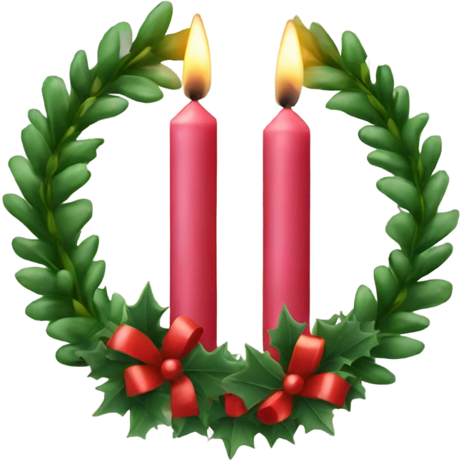 2 candle with christmas wreath emoji