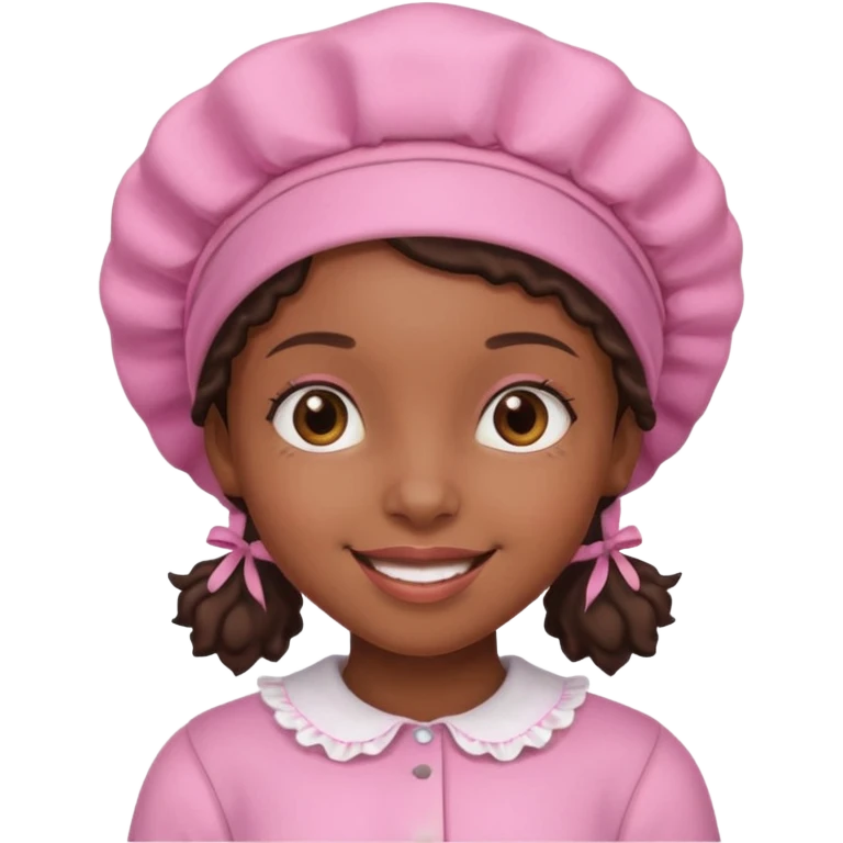 Black girl with pink bonnet emoji