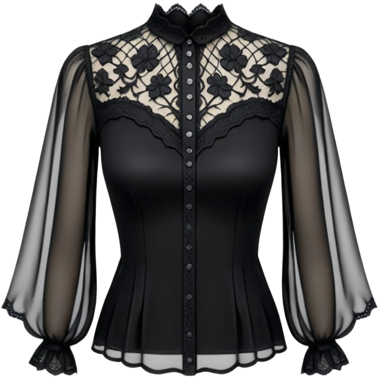 Realistic womens gothic sheer blouse, detailed lace
 emoji