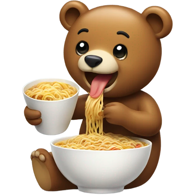 smiling bear eating ramen emoji