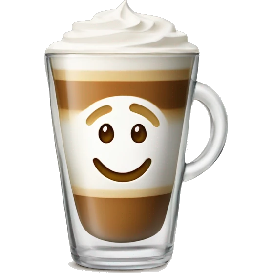 Latte in a duralex glass with latte art emoji