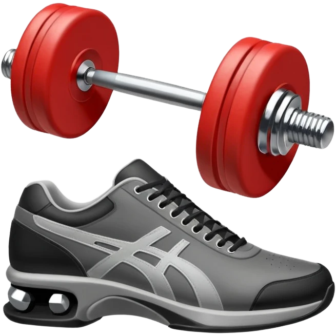 sports shoe next to a dumbbell emoji