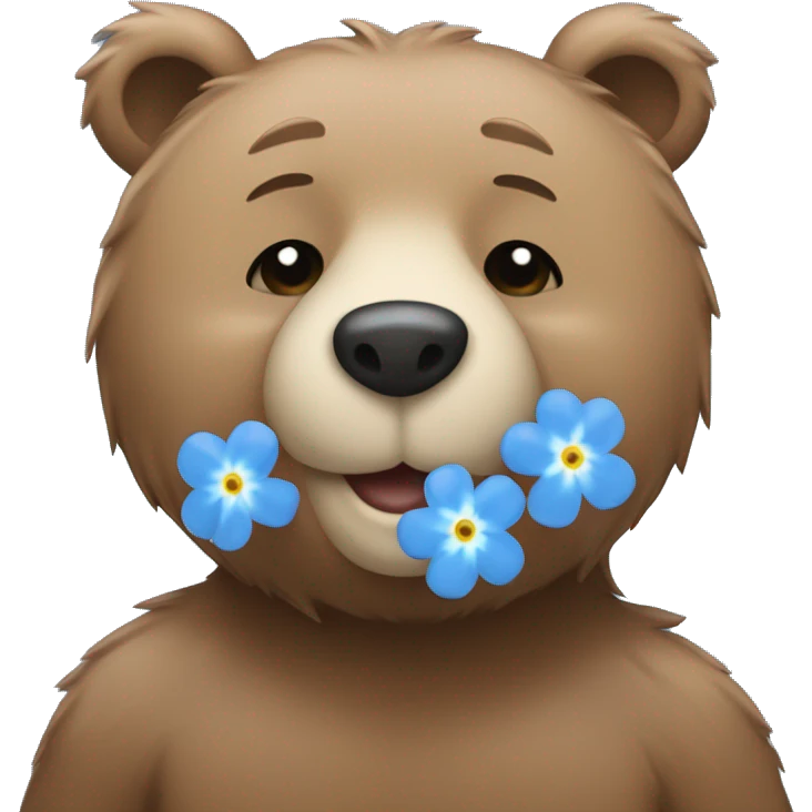 Bear with blue forget-me-not emoji