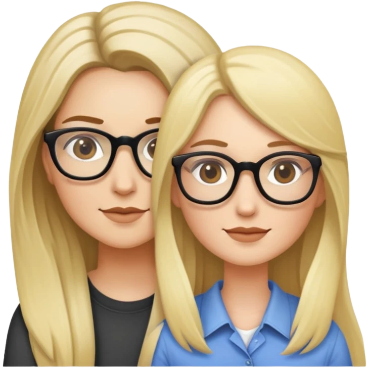 Two lesbians with long hair one is blonde and the other is brunette and both of them are wearing glasses  emoji