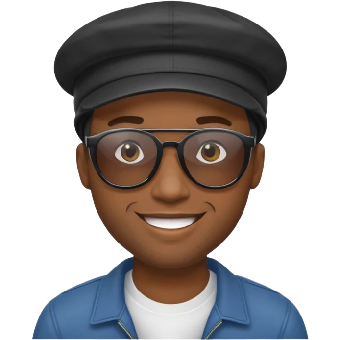 Happy black attractive man with sunglasses and backwards  emoji