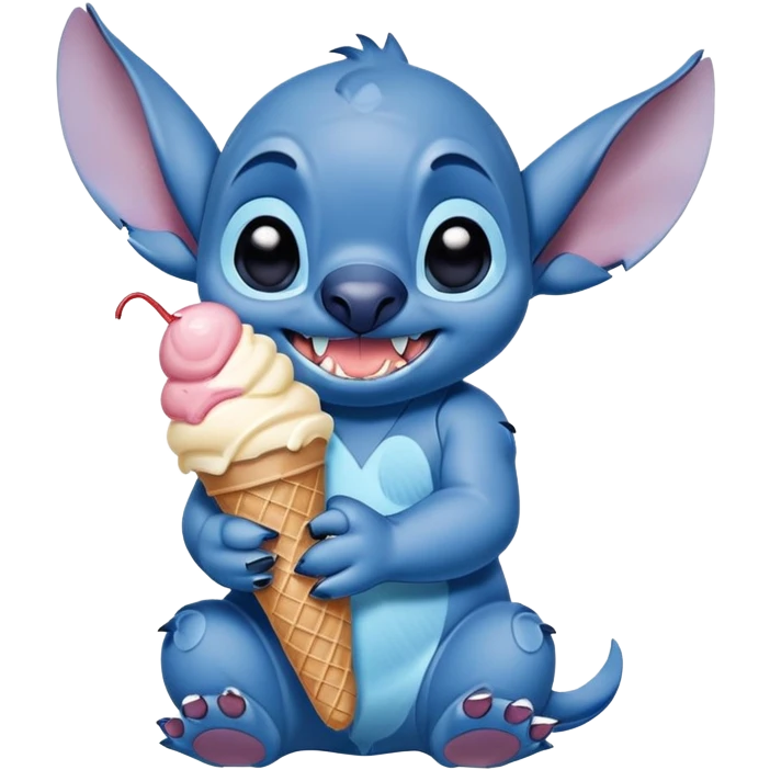 Stitch from lilo and stitch holding ice cream emoji