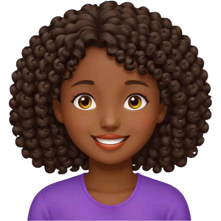 Uma menina de cabelo cacheados morena com os olhos meios puxados fazendo várias coisas emoji