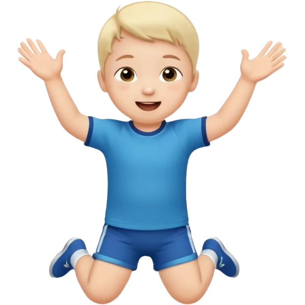 A toddler with a tiny jersey shirt, clapping with adorable enthusiasm jumping emoji