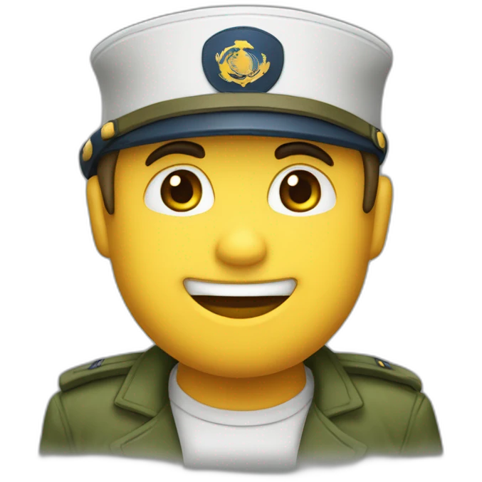 Un salut militaire avec un casquette de marin emoji