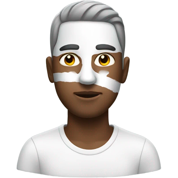 Guy with gray-white paint  on his eye emoji