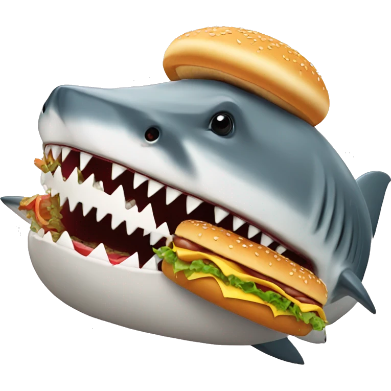 Shark eating a hamburger emoji