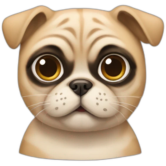 Cat mixed with a pug emoji