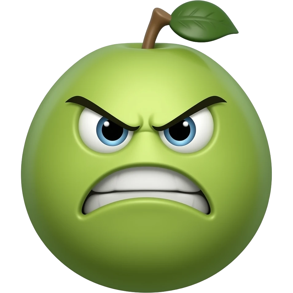 a sim with his green sim plombob above the head and expression of anger on his face emoji