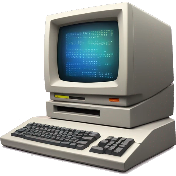 80's computer with an arrow on the screen emoji