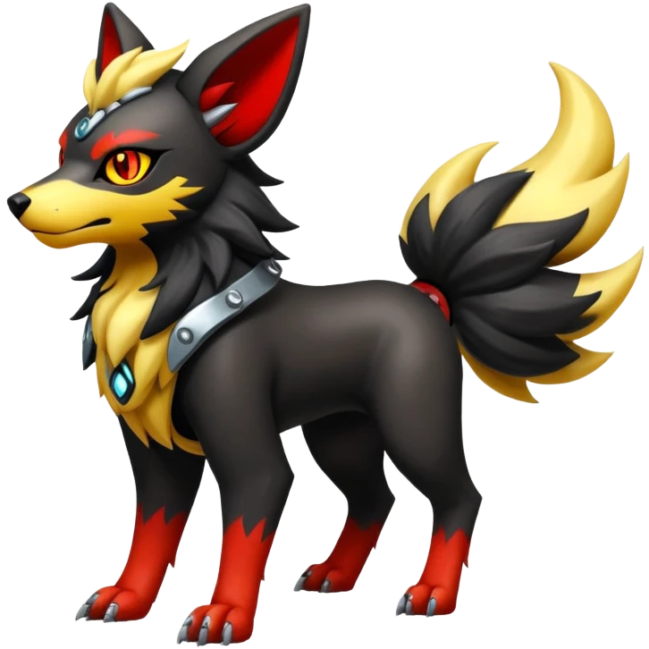 Shiny Gothic Punk’ish Exotic Futuristic Houndoom-Arcanine-Zorua-Torracat-Pokémon-Fakémon-hybrid-creature emoji