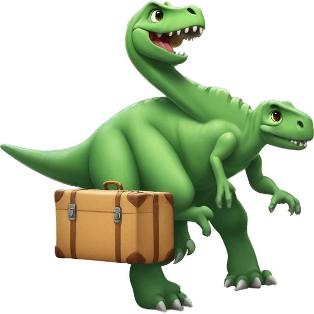 Dinosaurio cargando una maleta  emoji