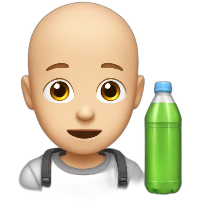 Crying bald boys with bottle emoji