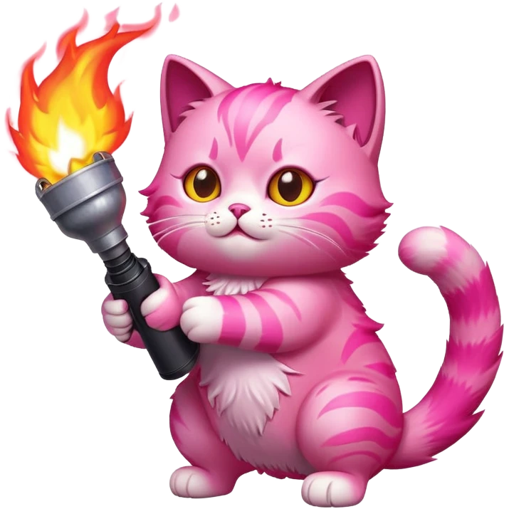 pink cat with flamethrower  emoji