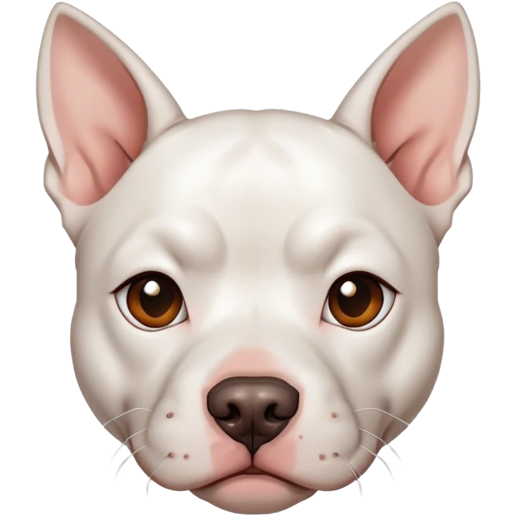 White pitbull with big pointed ears and brown spot on eye emoji