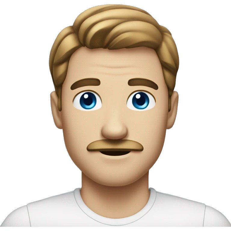 man with mustache, white man, blue eyes, brownish hair, handsome emoji