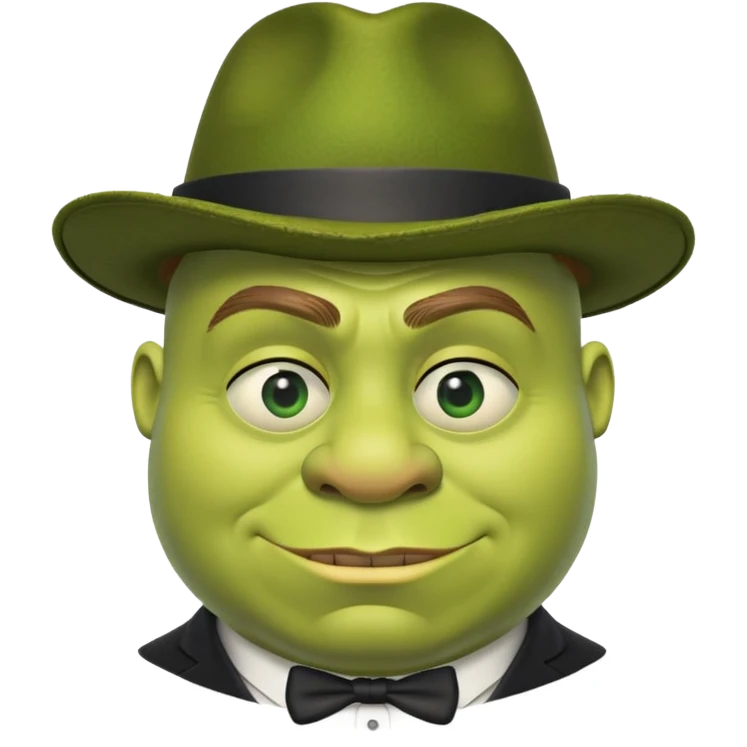 Shrek wearing a monocle and mafia hat emoji