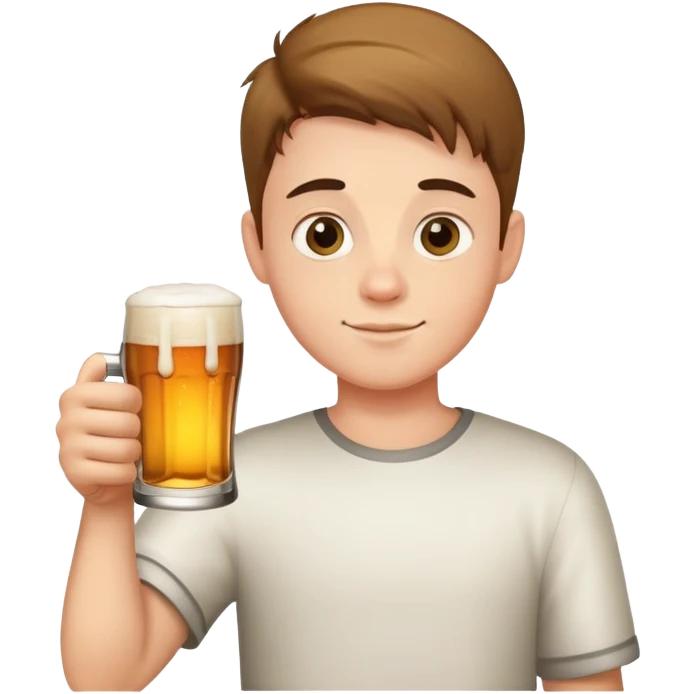 Menino segurando copo de cerveja emoji