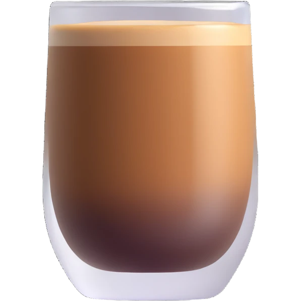 Small Gibraltar glass with cortado espresso, light brown color on top (NOT WHITE), deepening to darker brown at bottom, smooth surface, no froth or swirl emoji