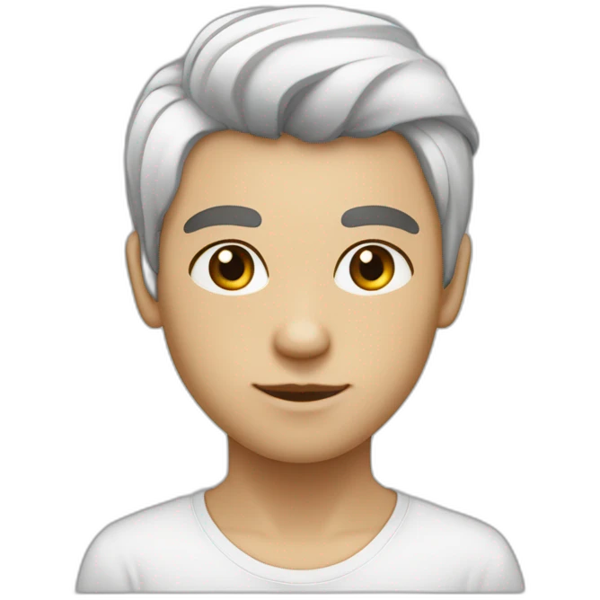 Garçon couleur de peau blanc cheveux noirs court lisse yeux bruns foncés emoji