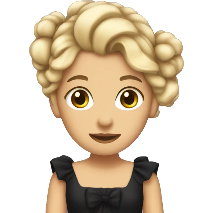Joly wearing a black dress with bows in her hair  emoji