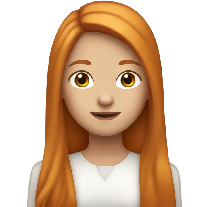 A girl has ginger, straight long hair. Her skin is white emoji