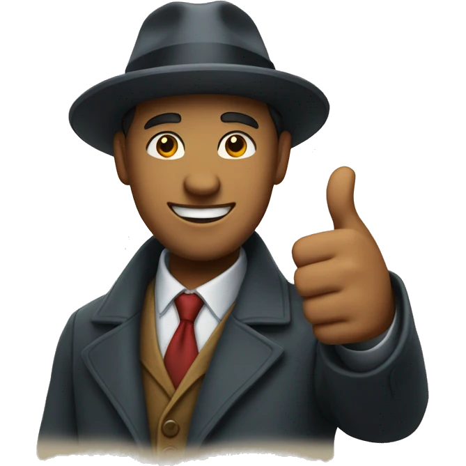 man in overcoat and hat showing thumb up emoji