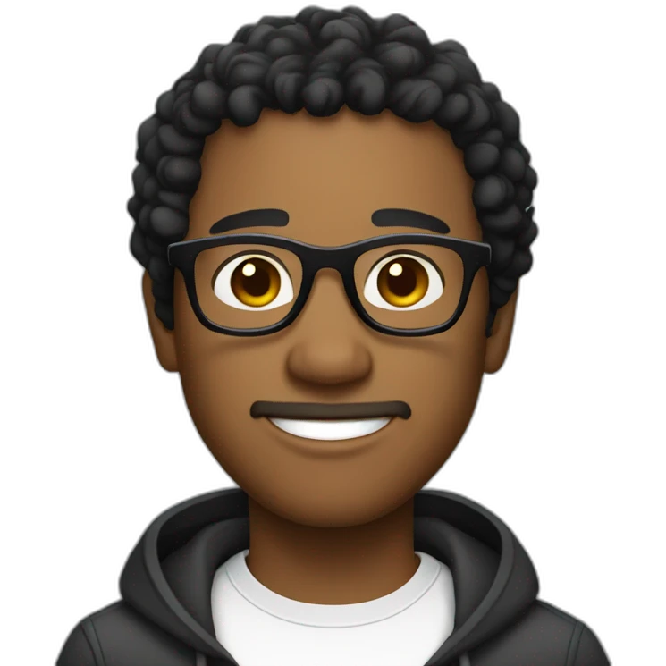 curly short black-haired man wearing square glasses light skin emoji