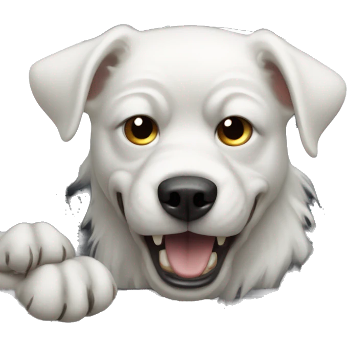Angry white dog in a car emoji