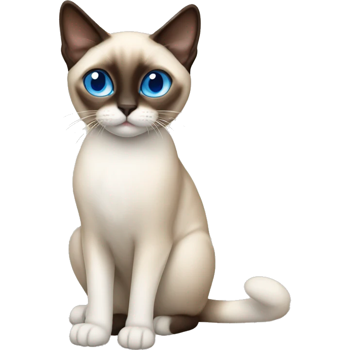 Snowshoe Siamese cat with blue eyes one side of his face dark brown and other cream emoji