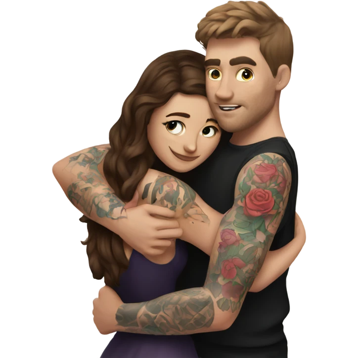 mr beast with tattoos hugging brunette girl emoji