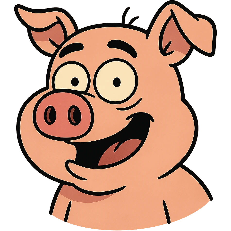 pig head, cartoon flat style, bright colors emoji