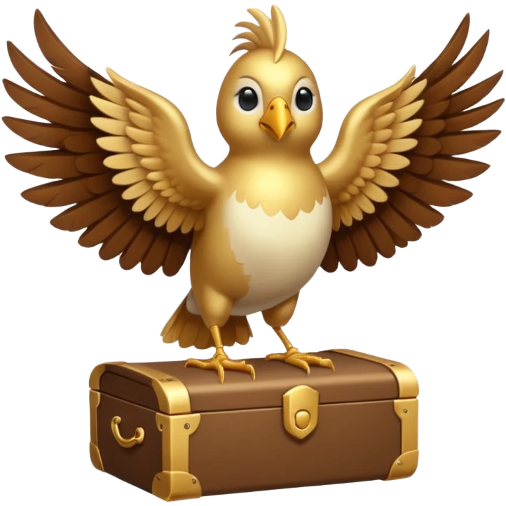 golden bird on top, cream-colored on the chest emoji