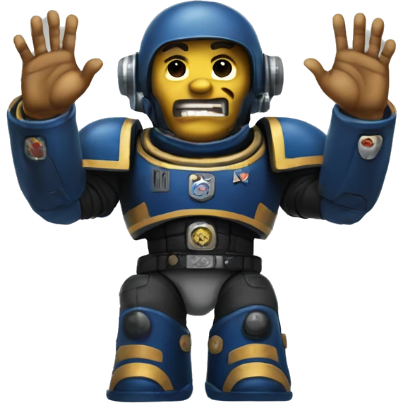 space marine raised hands human face emoji