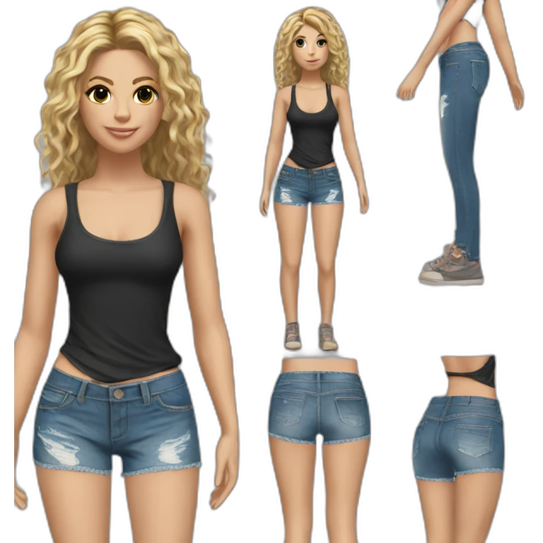 shakira realistic laced top and short jeans emoji
