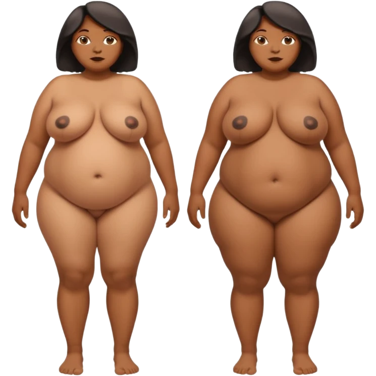 Full body nude of a obese older black woman withe saggy breasts and viewed from front side and back emoji
